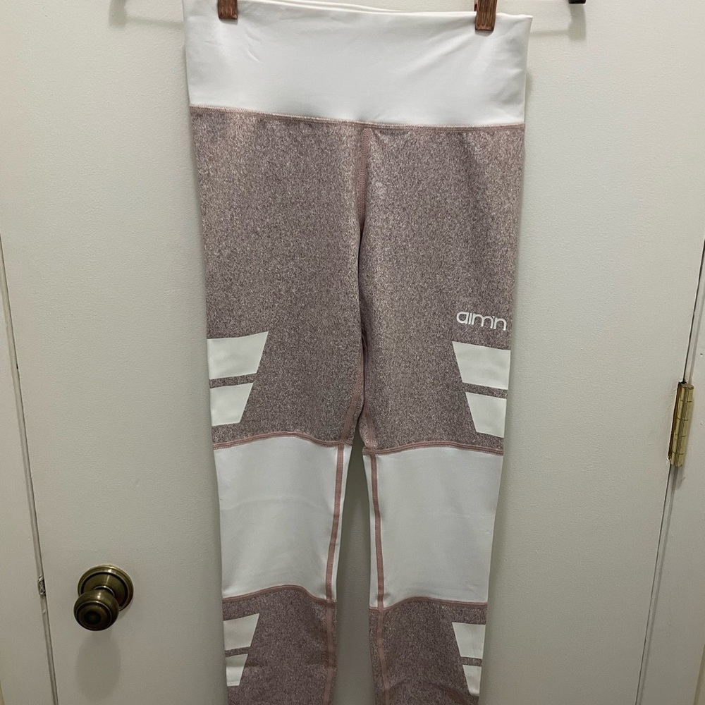 Aimn Pink and White Leggings